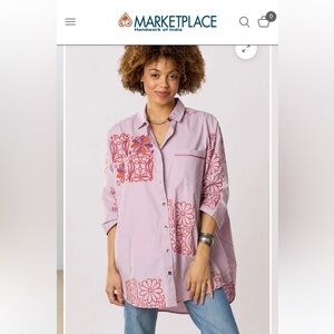 Marketplace Handwork of India
Mandvi Organic Cotton Oversized Shirt
Opal/Multi